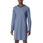 Schiesser Fine Interlock Long Sleeve Nightgown Blau Muster Baumwolle 5...