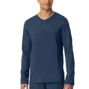 Schiesser Mix and Relax V-neck Long Sleeve Blau Baumwolle Small Herren