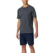 Schiesser Casual Essentials Short Sleeve Pyjama Grau Baumwolle Small H...
