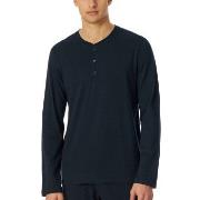 Schiesser Mix and Relax Long Shirt Button Placket Dunkelblau Baumwolle...