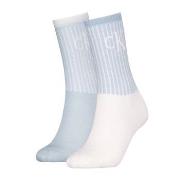 Calvin Klein 2P Glossy Rib Crew Socks Weiß/Blau Gr 39/42 Damen