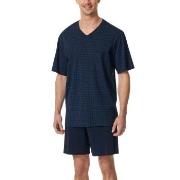 Schiesser Comfort Essentials V-Neck Short Pyjamas Dunkelblau Baumwolle...
