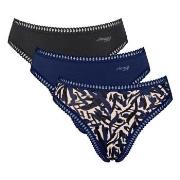 Sloggi 3P GO Crush High Leg Briefs Schwarz/Blau Baumwolle Small Damen