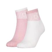 Calvin Klein 2P Glossy Rib Quarter Socks Weiß/Rosa Gr 39/42 Damen
