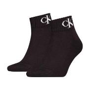 Calvin Klein 2P Monogram Quarter Socks Schwarz Gr 39/42 Herren