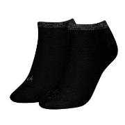 Calvin Klein 2P Shiny Logo Sneaker Socks Schwarz Gr 39/42 Damen
