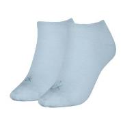 Calvin Klein 2P Shiny Logo Sneaker Socks Hellblau Gr 39/42 Damen