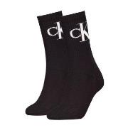 Calvin Klein 2P Women Monogram Crew Socks Schwarz Gr 39/42 Damen