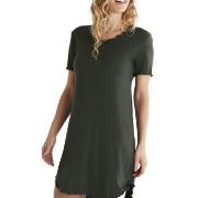 Damella Bamboo Plain Short Sleeve Nightdress Olive Bambus Small Damen