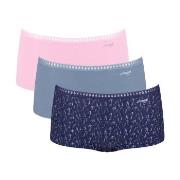 Sloggi 3P GO Crush Hipster Shorts Rosa/Blau Baumwolle Small Damen