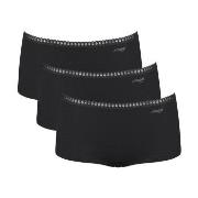 Sloggi 3P GO Crush Hipster Shorts Schwarz Baumwolle Small Damen