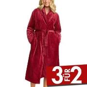 Damella Jaquard Fleece Dressing Gown Rot Polyester Small Damen