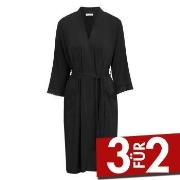 Damella Viscose Plain Lace Robe Schwarz Viskose Small Damen