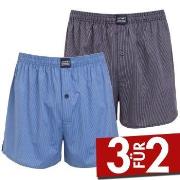 Jockey 2P Woven Boxer Shorts 3XL-6XL Blau/Grau Baumwolle 3XL Herren