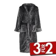 Decoy Long Terry Robe With Hood Grau Polyester Small Damen