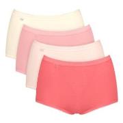 Sloggi 4P Basic Plus Maxi Panty Rot/Rosa Baumwolle 38 Damen