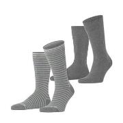 Burlington 2P Everyday Stripe Socks Grau Gr 40/46 Herren