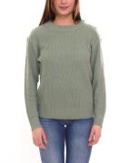 Tamaris Strick-Pullover Damen Rundhals Pulli mit Knöpfen 33918701 Grün