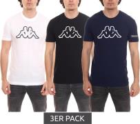 3er Pack Kappa Herren Baumwoll-Shirt Rundhals-Shirt mit großem Logo-Pa...