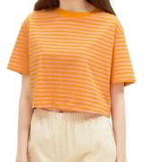 TOM TAILOR Damen Baumwoll-Top gestreiftes Crop-Top Kurzarm-Shirt 86591...