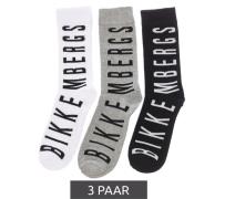 3 Paar BIKKEMBERGS Surtido Herren Tennis-Socken mit großem Schriftzug ...