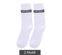 2 Paar BIKKEMBERGS Herren Tennis-Socken mit farblichem Marken Print Ba...