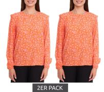 2er Pack Tamaris Blusen-Shirt Damen Langarm-Bluse mit floralem Muster ...