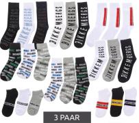 3 Paar BIKKEMBERGS Herren Tennis-Socken mit Marken Schriftzug Baumwoll...