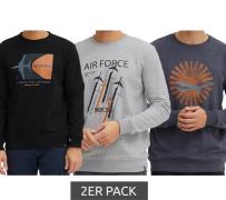 2er Pack INDICODE IDForz Herren Baumwoll-Pullover Rundhals-Sweater mit...