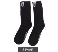 2 Paar BIKKEMBERGS Herren Tennis-Socken mit Markenschriftzug lange Bau...