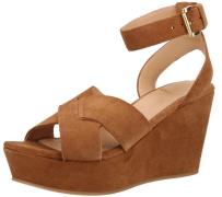 SANSIBAR Damen Sandalette Echtleder Wedges mit Knöchelriemen Sommer-Sc...