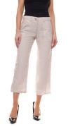 OPUS 7/8-Hose geschmackvolle Damen Stoff-Hose mit Streifenmuster Beige