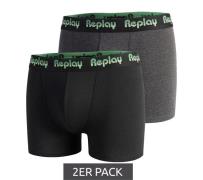 2er Pack REPLAY Herren Retro Boxershorts Baumwoll-Unterwäsche I101189 ...