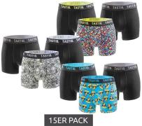 15er Sparpack TASTIQ Herren Boxershorts mit Pizza- / US-Dollar- oder M...