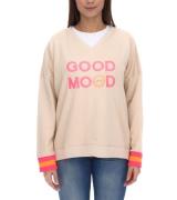 ZWILLINGSHERZ Sweater Dana Damen Pullover mit GOOD MOOD Schriftzug Bau...