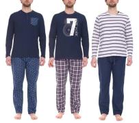 LIVERGY Herren Pyjama-Set 2-teilig Schlafanzug mit Blätter Allover-Pri...