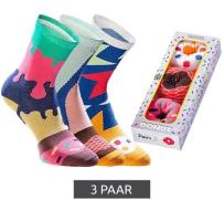 3 Paar TASTIQ Baumwoll-Socken mit Donut-Print lange Strümpfe in stylis...