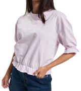 Denim Project Damen Baumwoll-Shirt Crop-Shirt mit Rüschen Kurzarm-Shir...