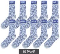 10 Paar ZWILLINGSHERZ Onesize Kuschel-Socken mit Smileys und Schriftzu...