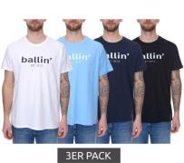 3er Pack Ballin Est. 2013 Herren nachhaltiges Baumwoll-Shirt mit Logo-...