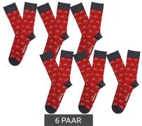 6 Paar Moustard Bicycle Herren Baumwoll-Socken mit Fahrrad Allover-Pri...