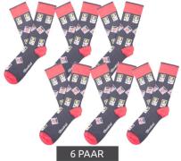 6 Paar Moustard Baumwoll-Socken mit Retro-Game Design Gameboy lange St...