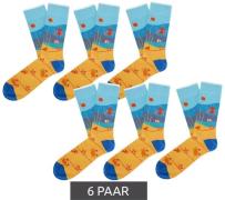 6 Paar Moustard  life Baumwoll-Socken Strand Design mit Meerestieren g...