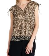 VERO MODA Damen Mode-Shirt lässiges Blusen-Top mit Leoparden Print 103...