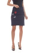 Aniston Mini-Rock witziger Damen Jersey-Rock mit Patches Blau