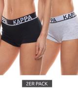 2er Pack Kappa Hipster bequeme Damen-Shorts Slip 707152 18M Schwarz/Gr...