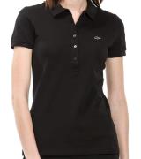 Lacoste Poloshirt dehnbares Polo-Hemd Damen Slim-Fit-Shirt Schwarz