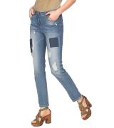 Aniston Denim-Hose destroyed Jeans für Damen mit Aufnähern Used Blau