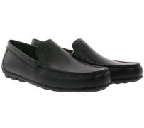 GEOX Fast Slipper elegante Herren Echtleder Mokkassins Schwarz