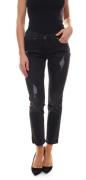 Aniston Jeans Damen Destroyed-Jeans Five-Pocket Stil Kurzgröße Schwarz